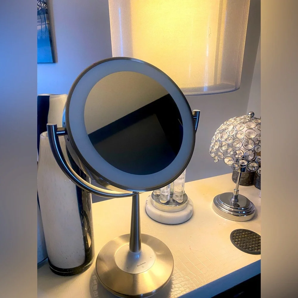 Brookstone lighted dual sided cordless mirror